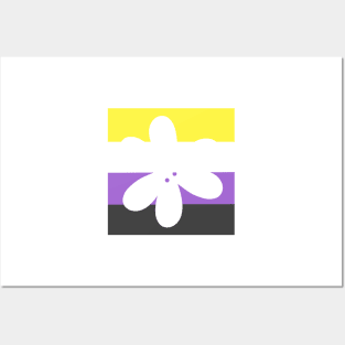 Flower Outline - discreet nonbinary pride flag Posters and Art